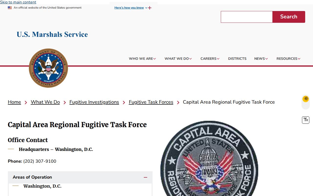 Regional fugitive task force partnership that assists Charles County warrant cases